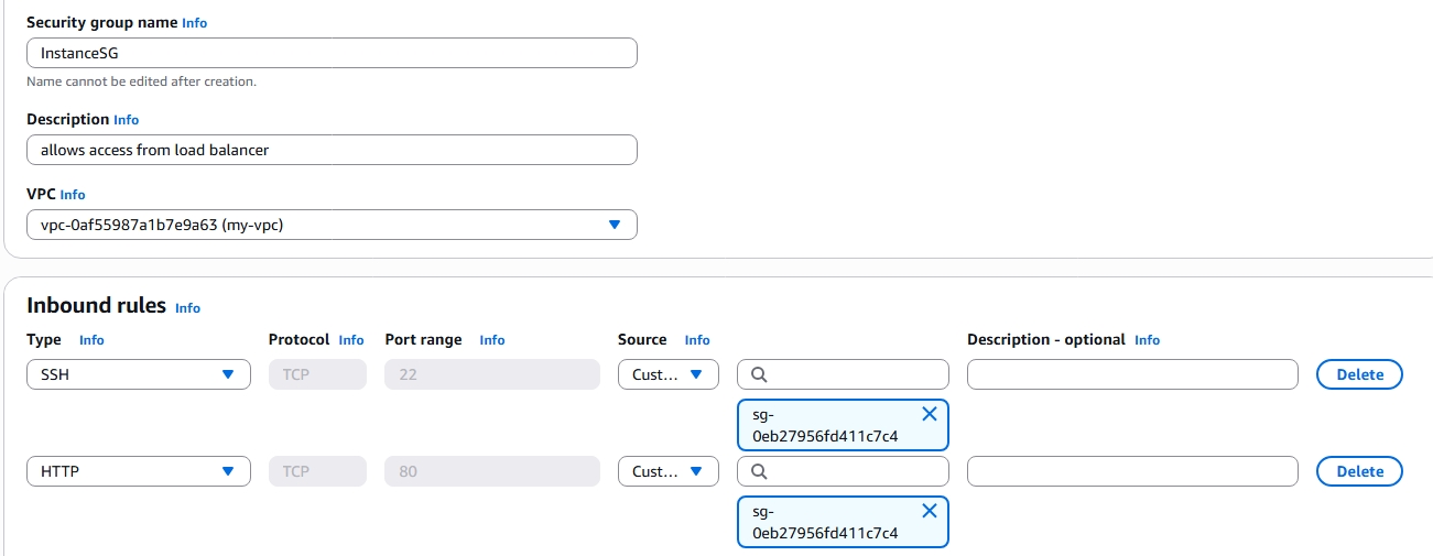 Instance SG screenshot