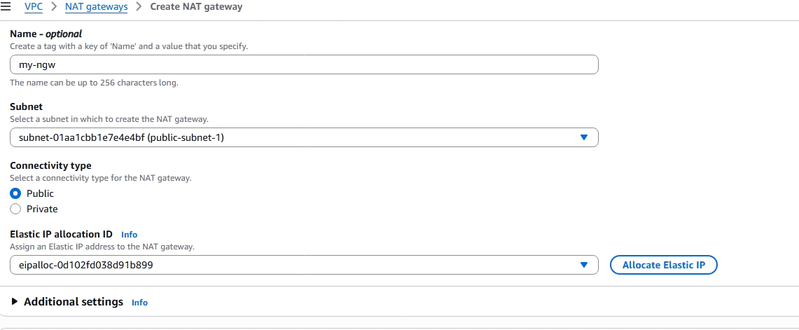 NAT Gateway create