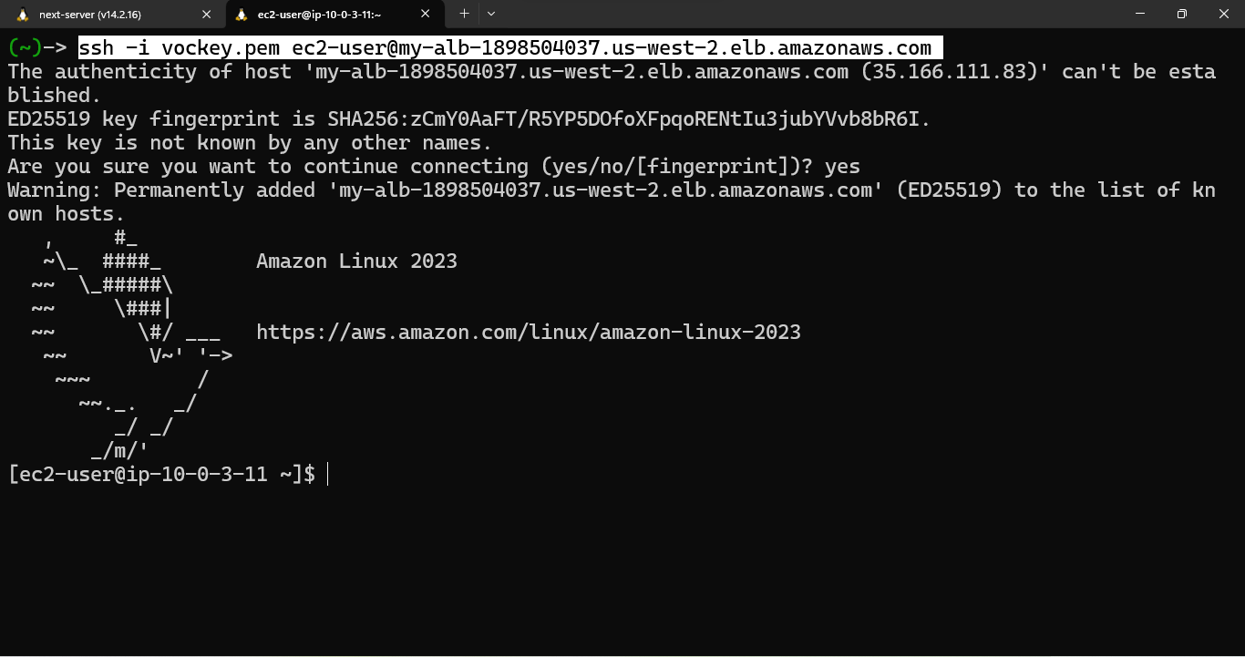SSH into the App server instance from the Bastion Host